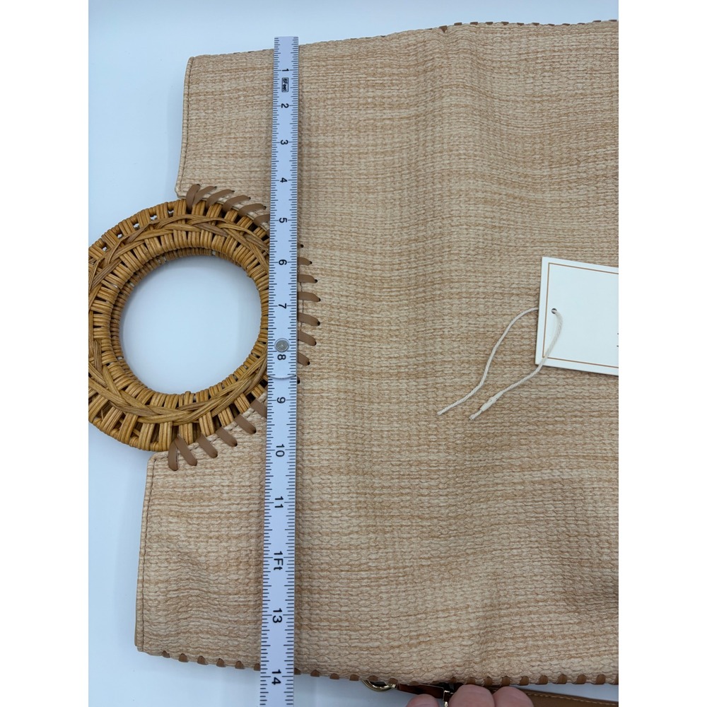 Dolce Vita Lilah Natural Woven Straw Tote Bag Rattan Round Handle Crossbody NEW - Picture 7 of 7